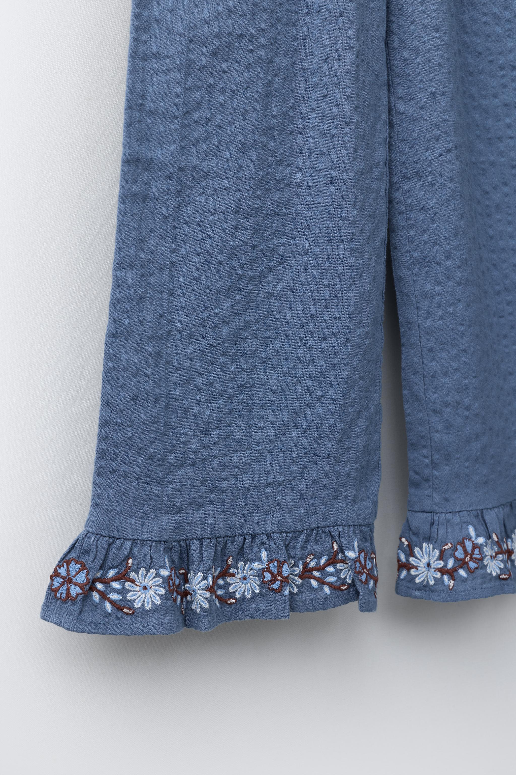 JUPE-CULOTTE VOLANT FLEURS BRODÉES